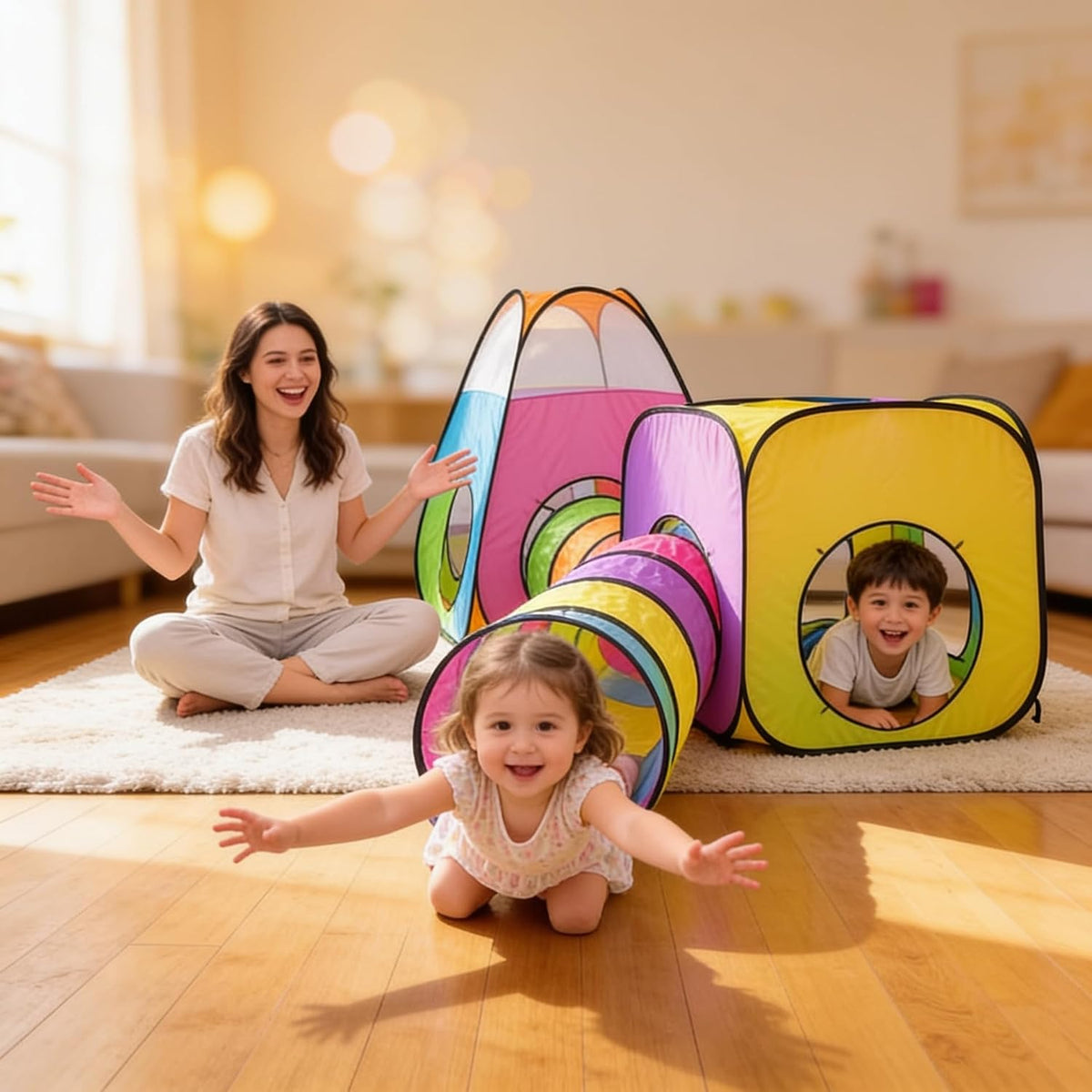 NUBUNI Tienda de Juego Emergente para Niños de 4 Piezas: 2 Túneles...