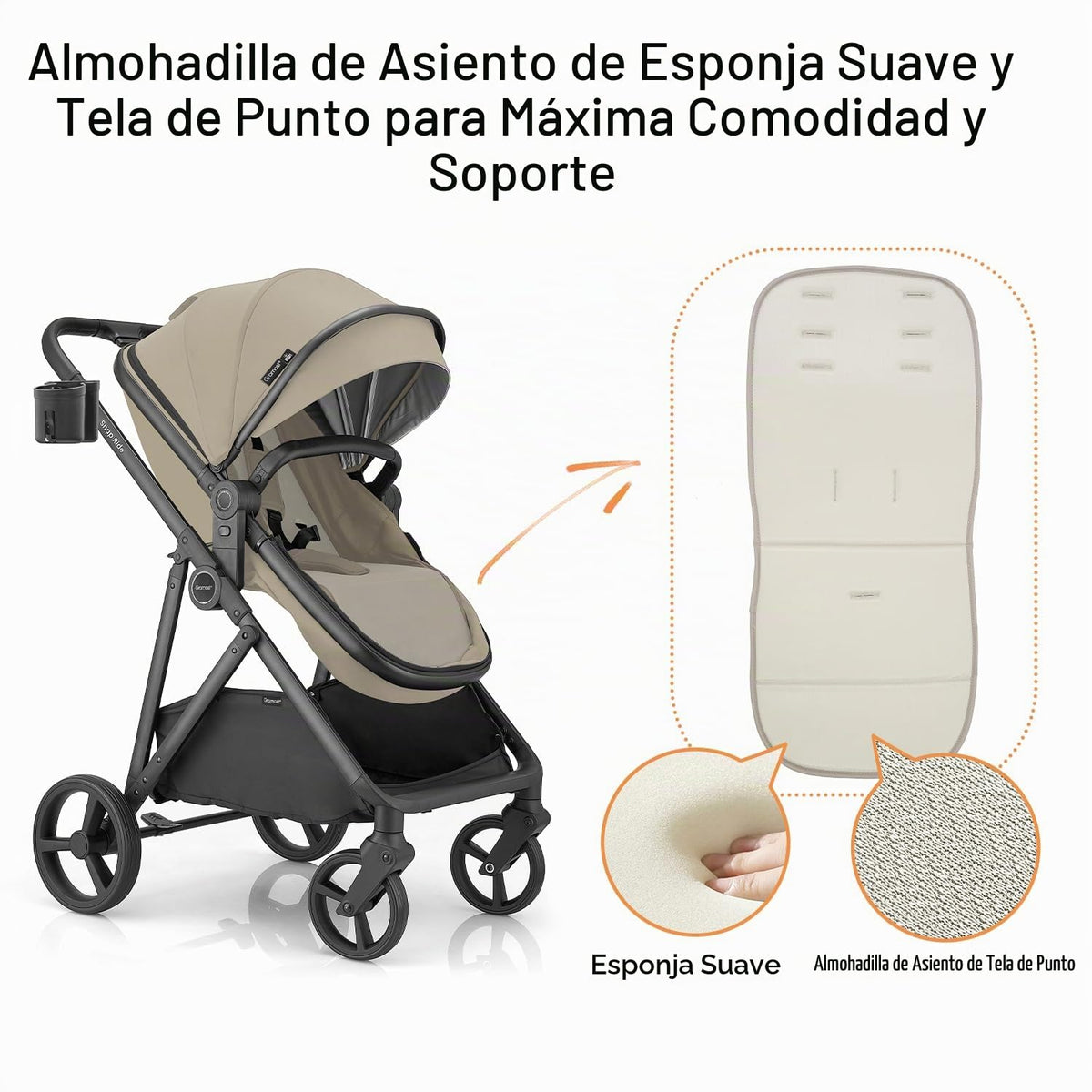 Gromast Cochecito de bebé 3 en 1, cochecito convertible para recién...