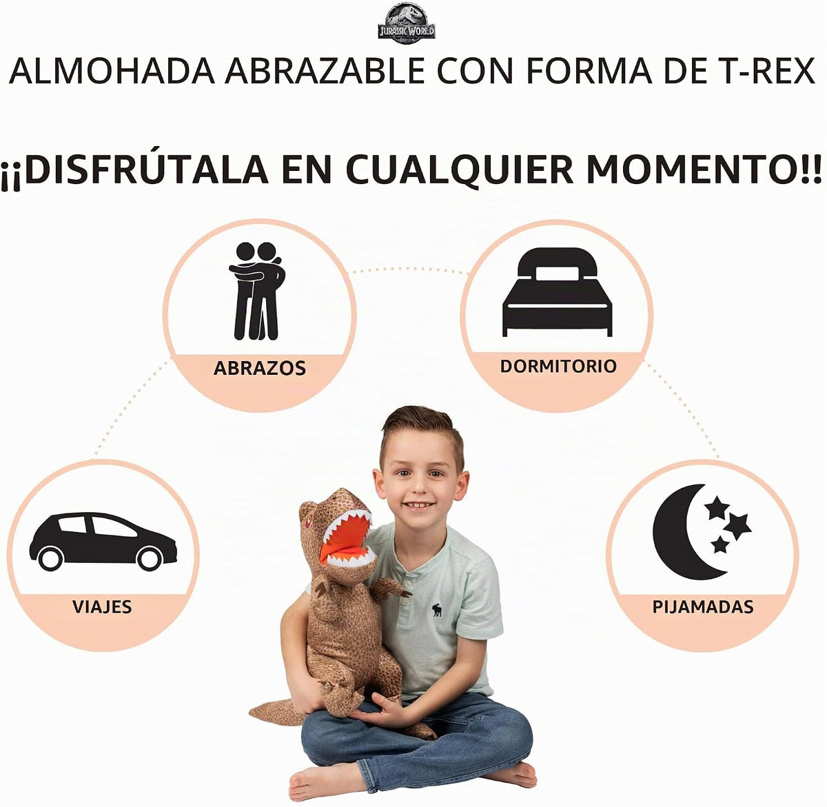 Jurassic World Dominion Rexy T-Rex - Almohada de peluche para niños...