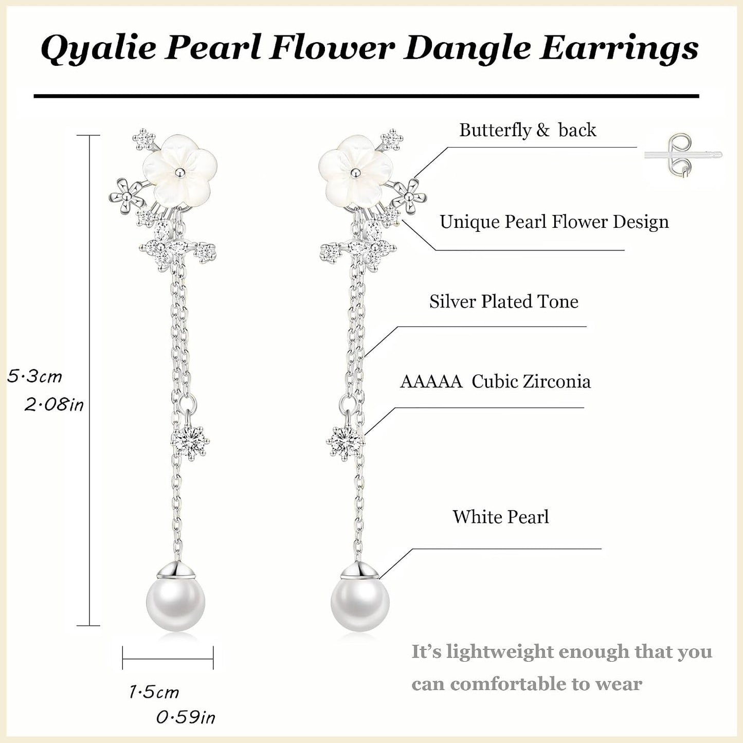 Aretes colgantes de perlas para mujer, cadena larga de enhebrador,...