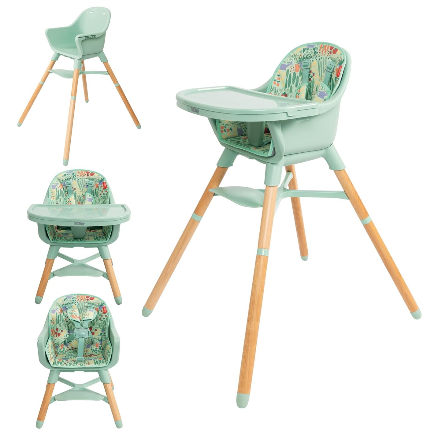 Nuby Silla alta para bebé 4 en 1 con bandeja extraíble, de 6 meses...