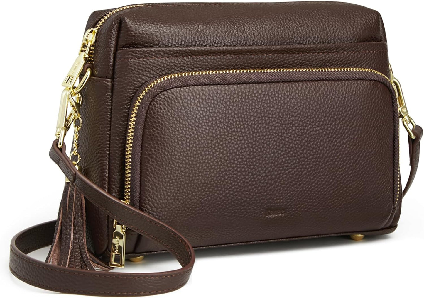 Kattee Bolso cruzado de cuero para mujer, pequeño, antirrobo, con c...