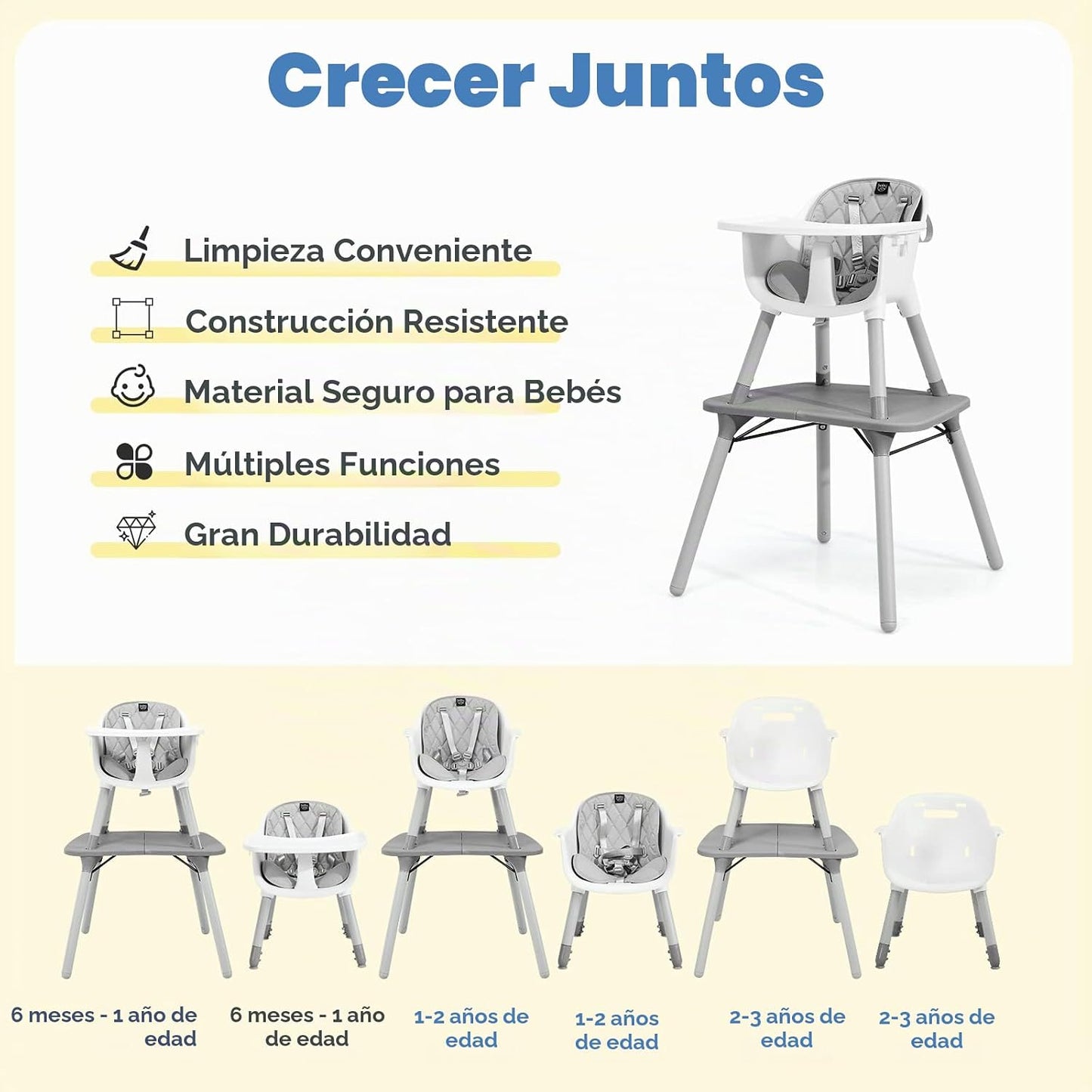 HONEY JOY - Silla alta 6 en 1, silla alta convertible para bebés y...