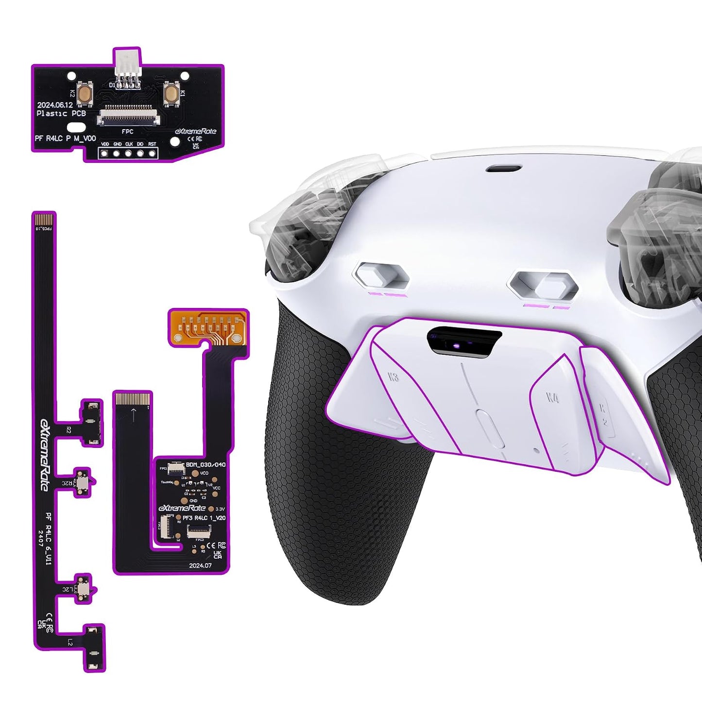eXtremeRate RISE4 Plus MAX Kit de paletas traseras con topes de gat...