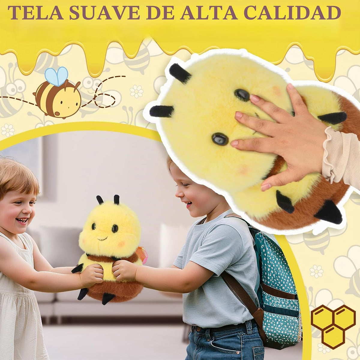 RHHSSE Peluche de abeja sonriente gordita, juguete de peluche suave...