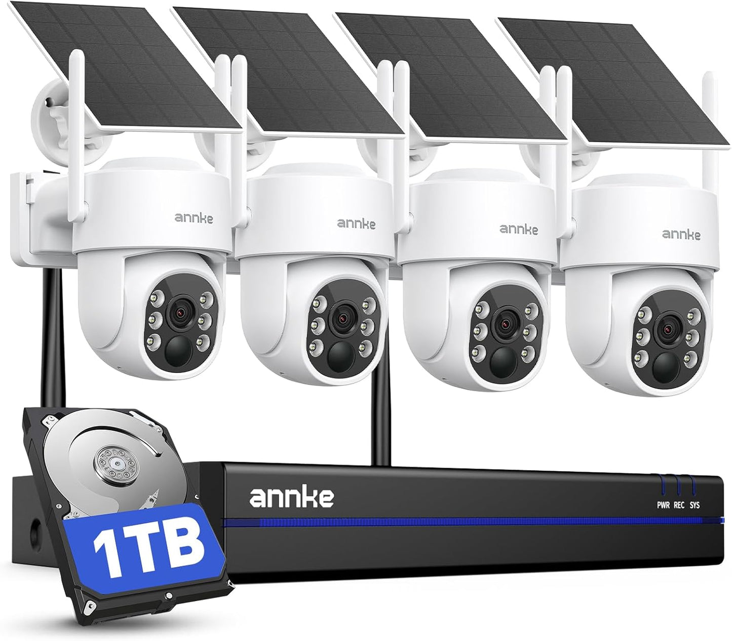 ANNKE Sistema de cámara solar PT inalámbrico para exteriores, 4K NV...