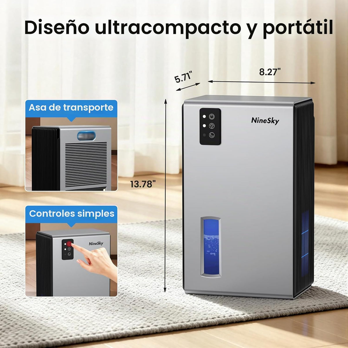 NineSky Deshumidificadores para el hogar, deshumidificador de 1000...