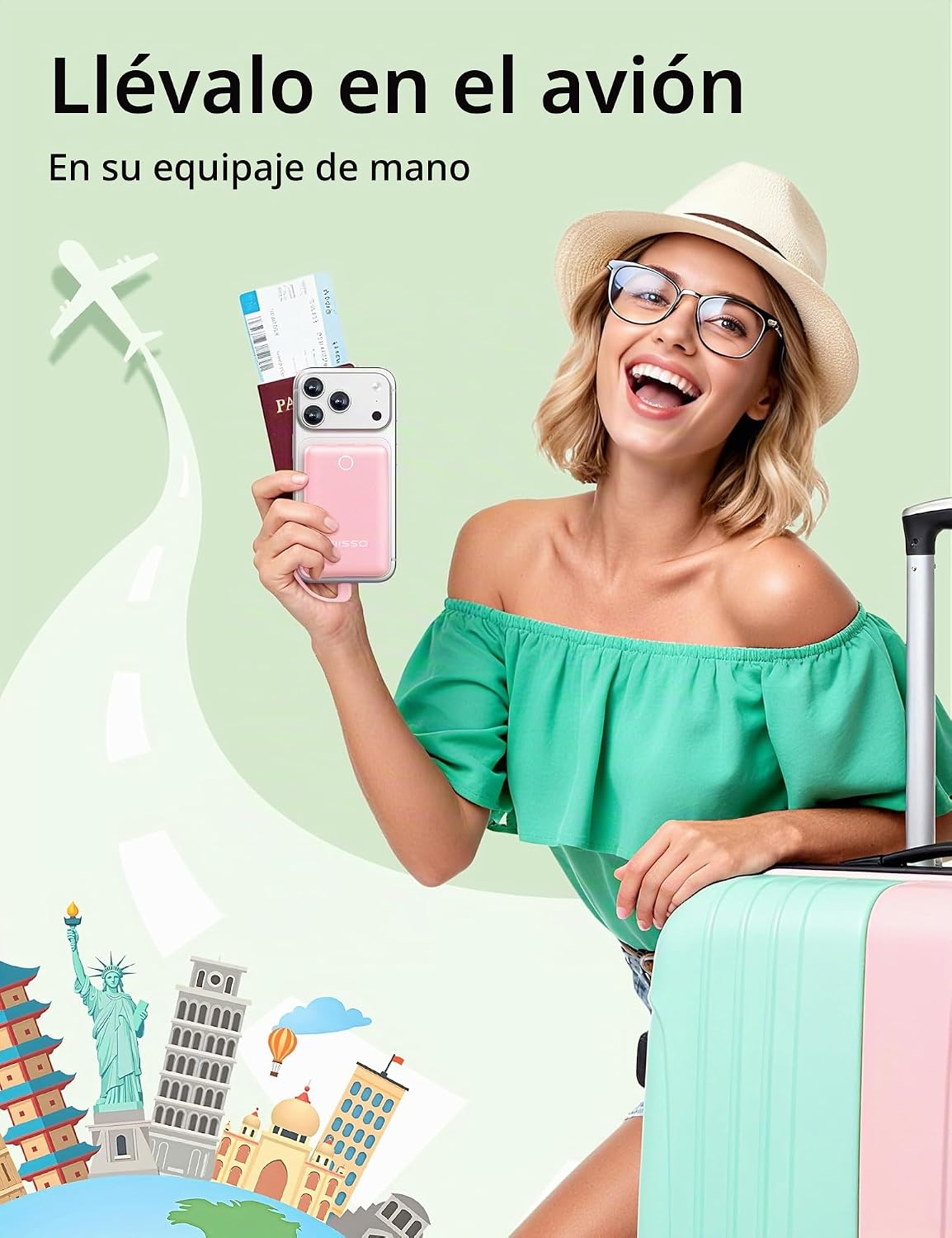 Mini cargador portátil de 10000mAh con cable integrado, banco de en...