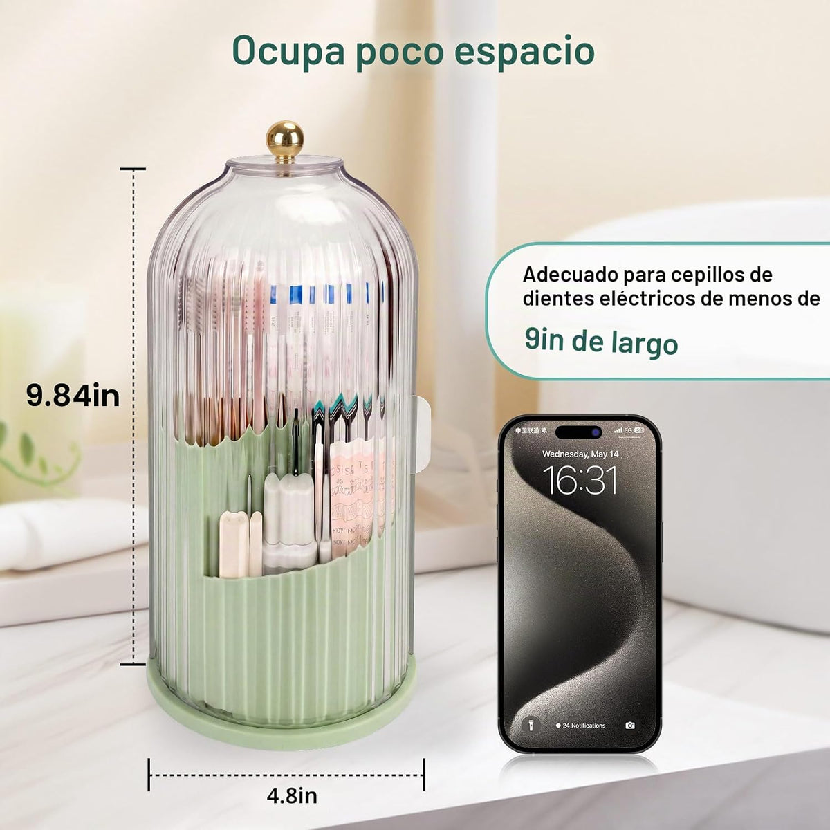 QIYVLOS Soportes para cepillo de dientes con tapa deslizante, organ...