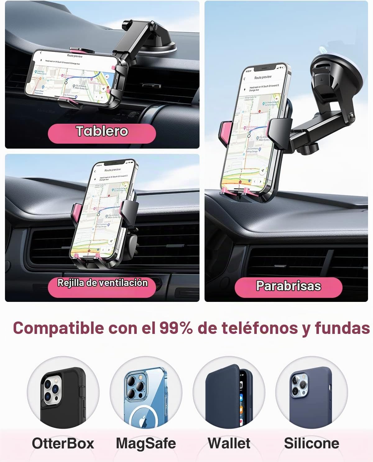 VANMASS Soporte universal para teléfono de automóvil, patente y cer...