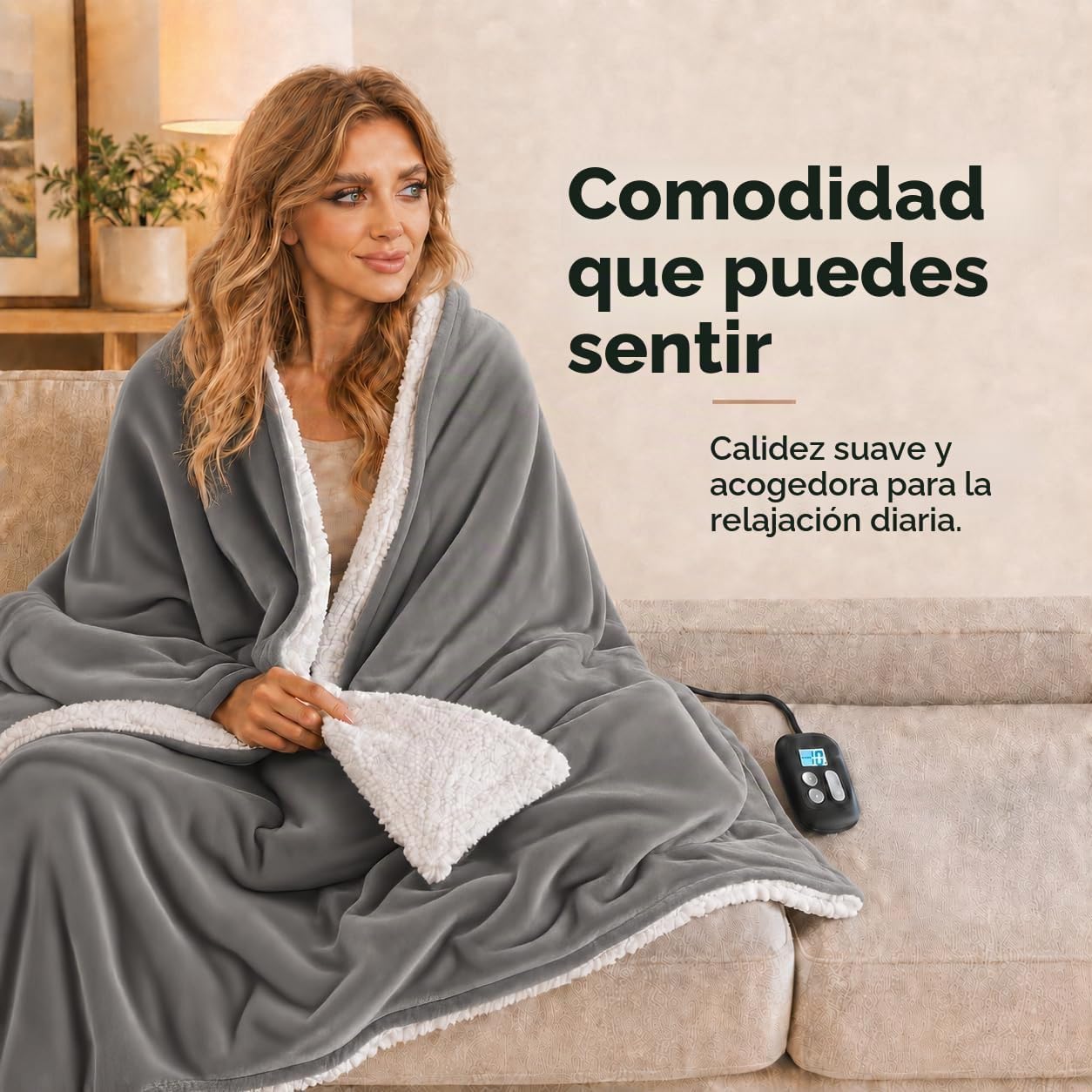 LaffyLo Manta térmica eléctrica tamaño matrimonial de 72 x 84 pulga...