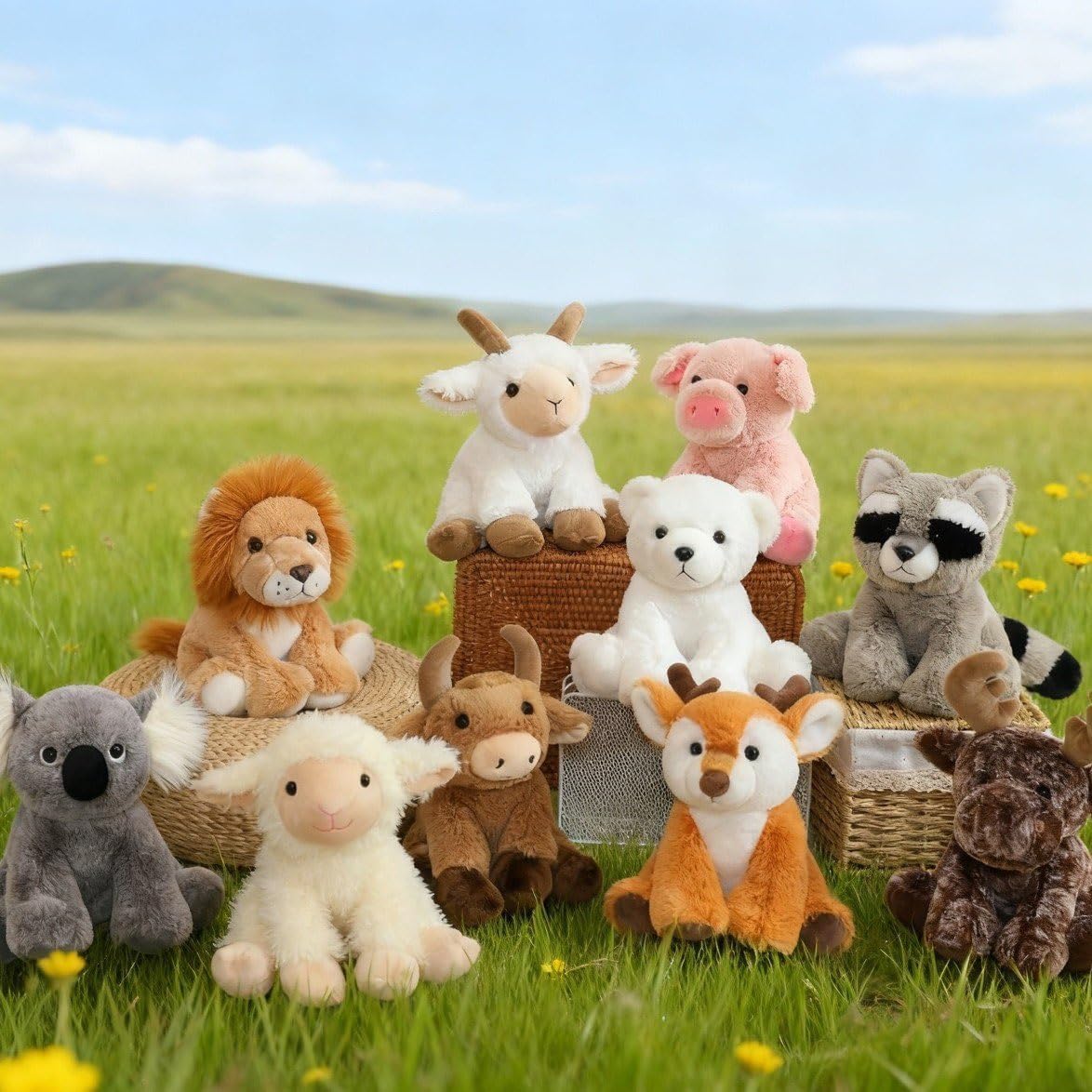 YUKOUQIAN Peluche de cerdo de 8 pulgadas para niñas y niños, Navida...