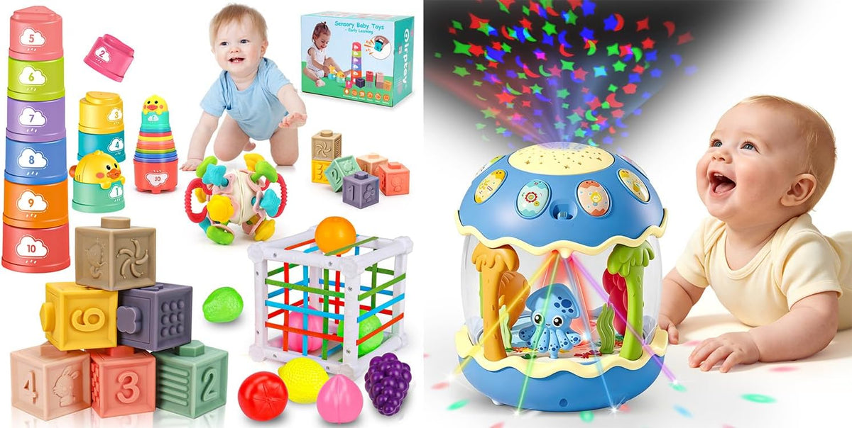 Qirptey Juego de juguetes Montessori para bebé y juguetes musicales...