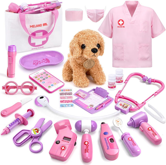 Meland - Kit médico de juguete para niñas, juego de doctor, peluche...