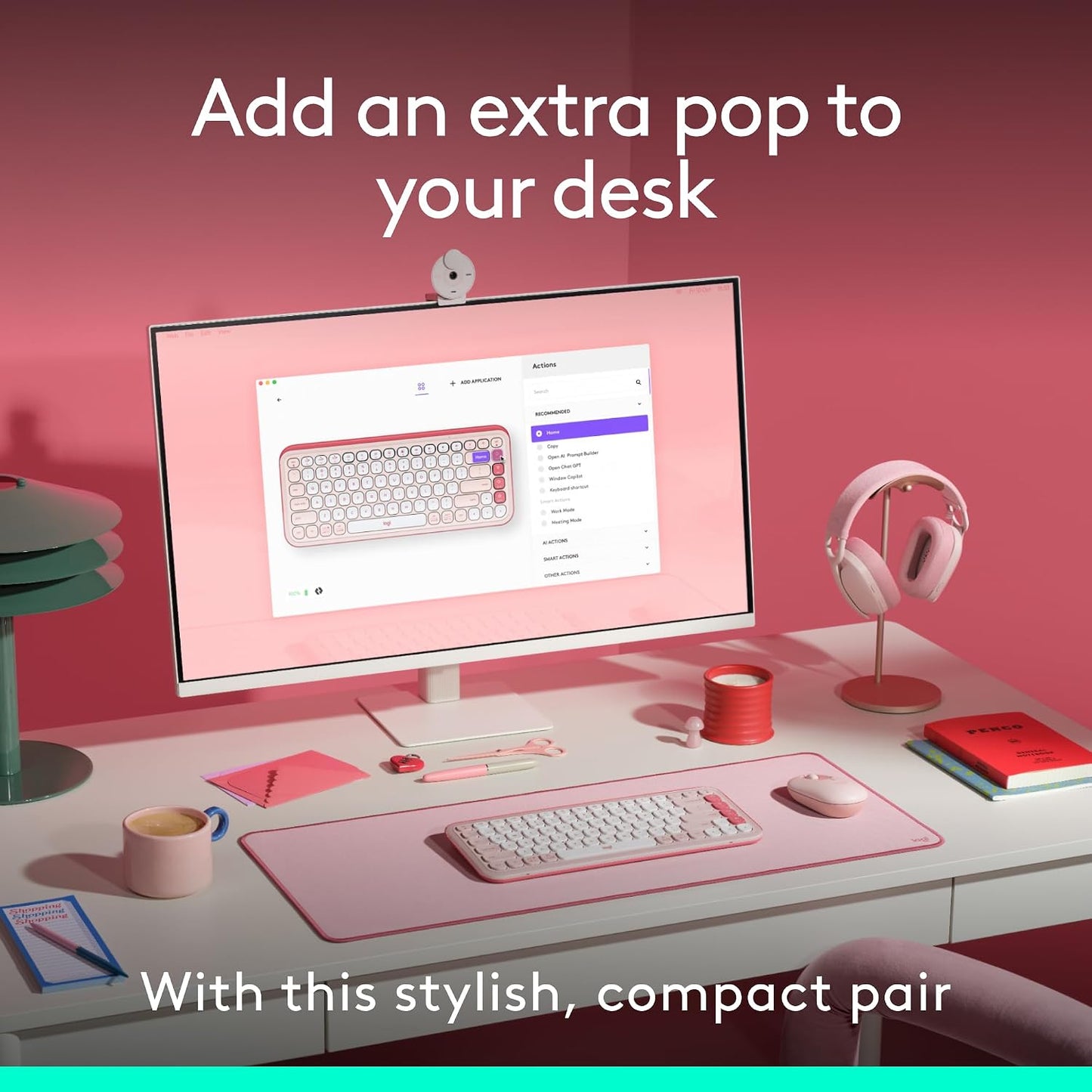 Logitech Combo de teclado y mouse Bluetooth inalámbricos POP ICON -...