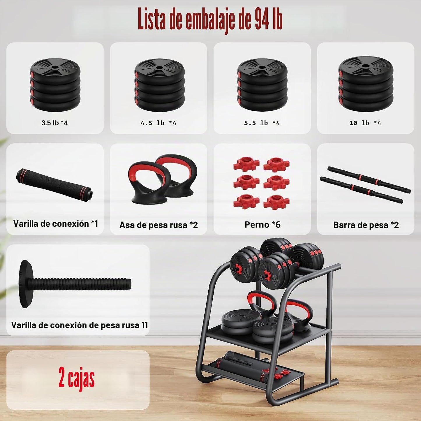 GOIMU Mancuernas ajustables, juego de pesas libres de 55\/77 libras...