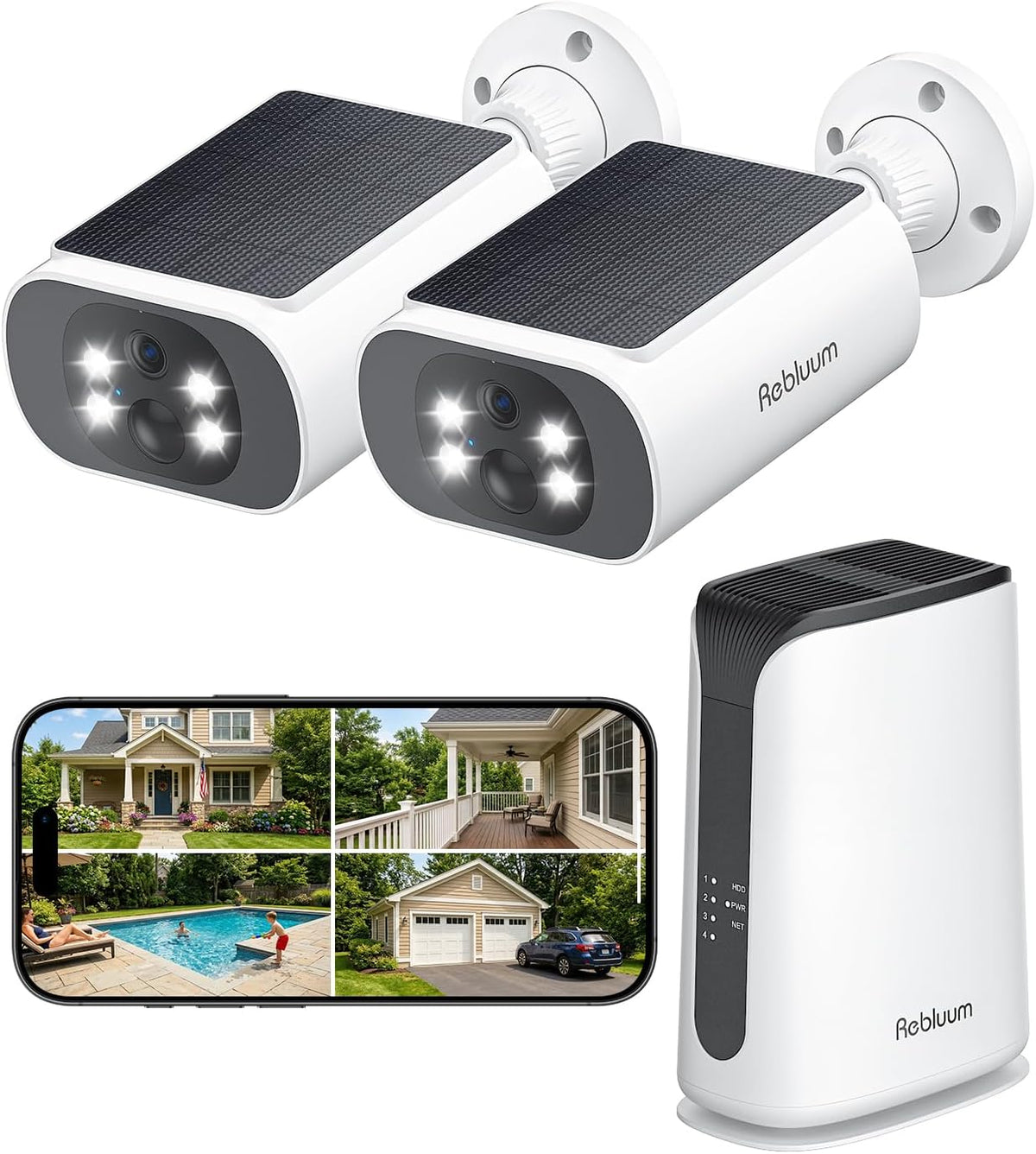 Cámaras de seguridad solares Rebluum de 4 MP inalámbricas para exte...