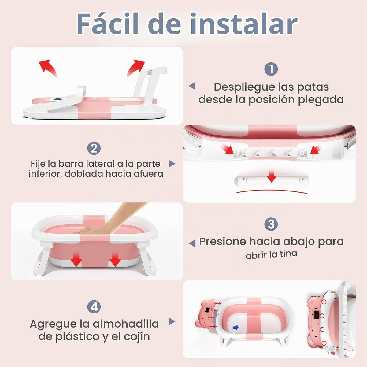 Kerbwry Bañera plegable para bebés recién nacidos y niños pequeños...