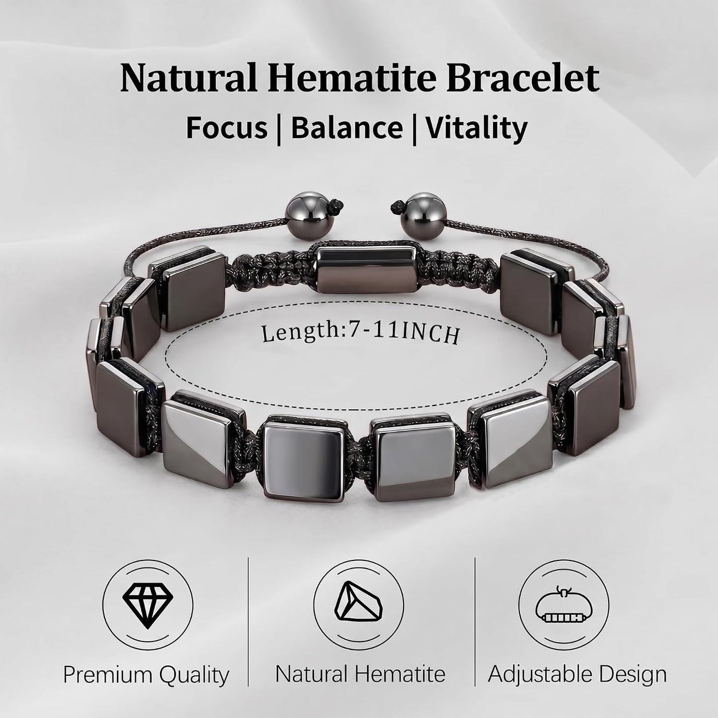 Saroly Pulsera de hematita para hombre, piedra de hematita natural,...