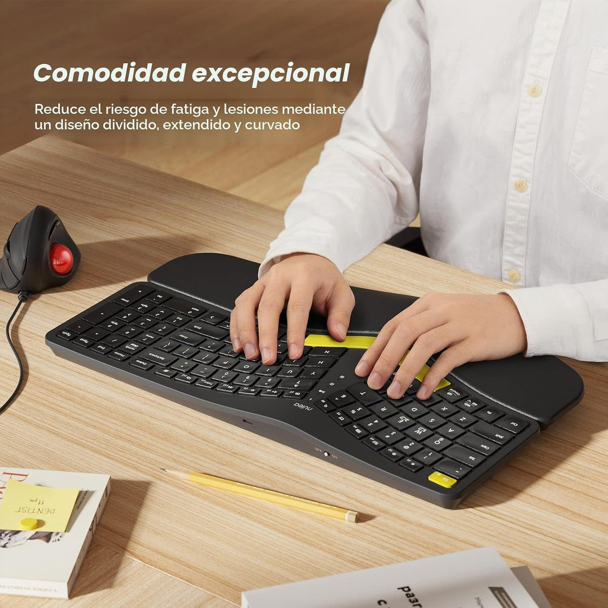 Teclado Ergonómico Inalámbrico Nulea, Teclado Dividido con Reposamu...