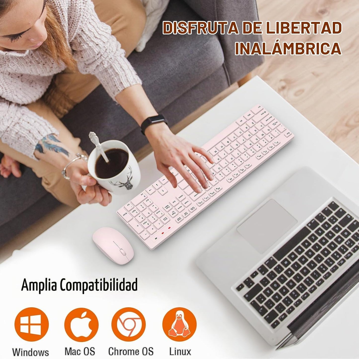 Combo de teclado y mouse inalámbrico, EDJO, teclado y mouse USB ina...
