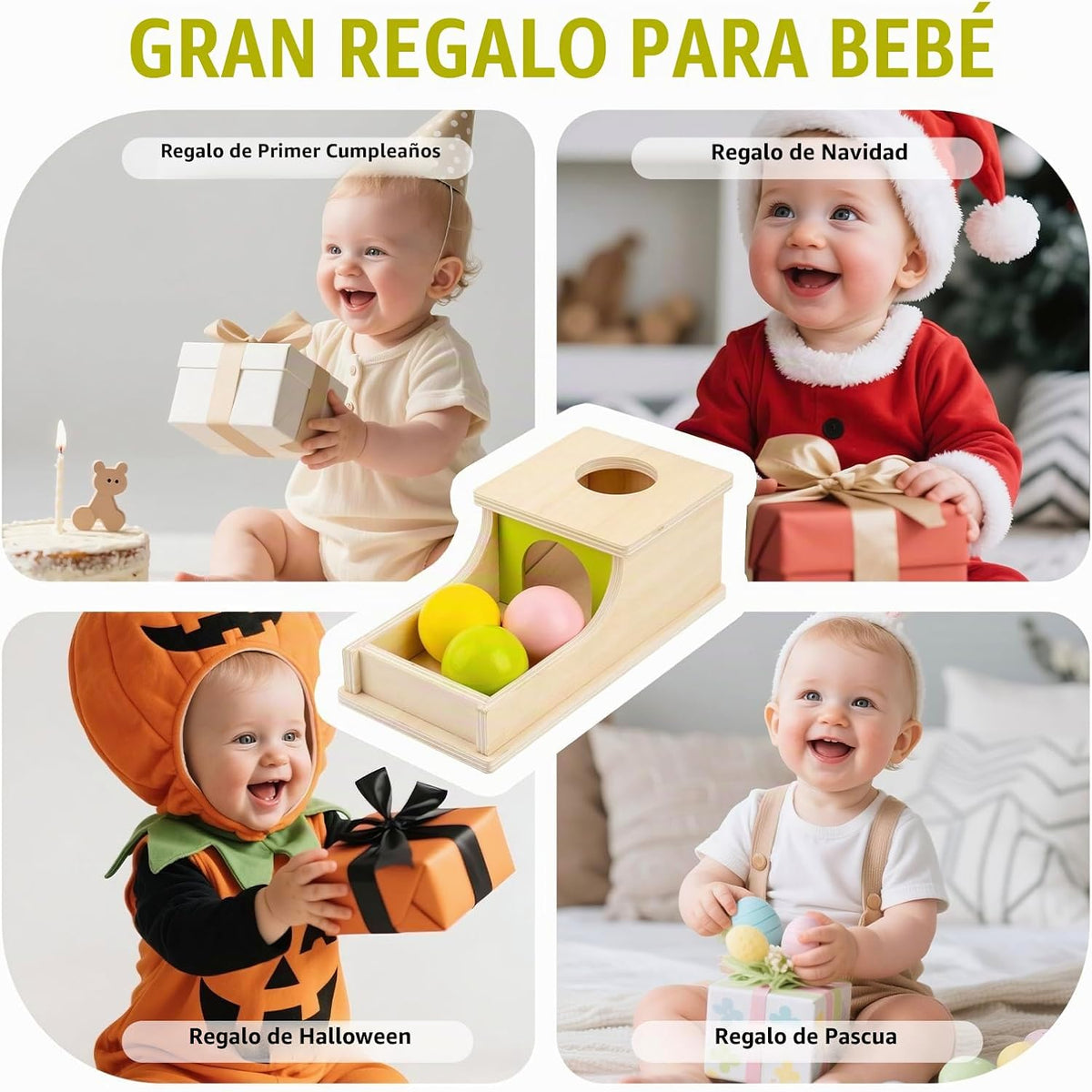 Juguetes Montessori para niños de 6 meses, caja de permanencia de o...