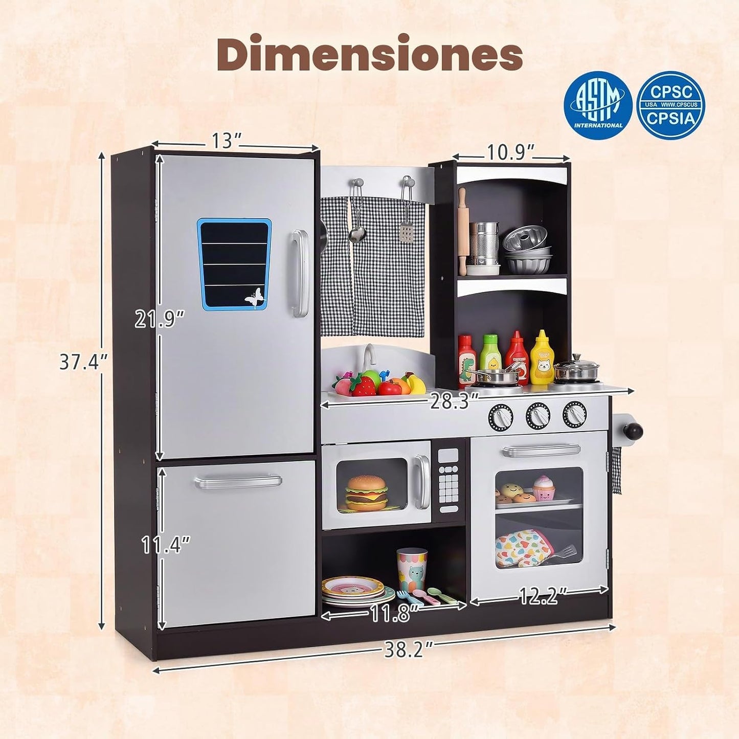 Costzon Cocina de Juguete para Niños, Conjunto de Cocina de Madera...
