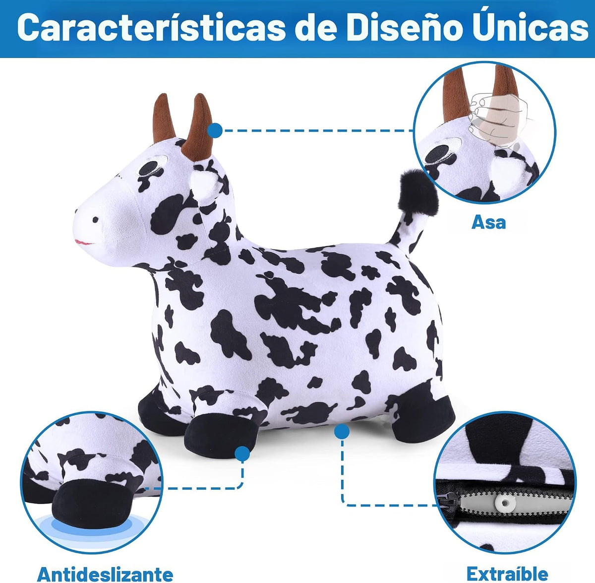 iPlay, iLearn Bouncy Pals Caballo Saltarín, Juguetes de Vaca Inflab...