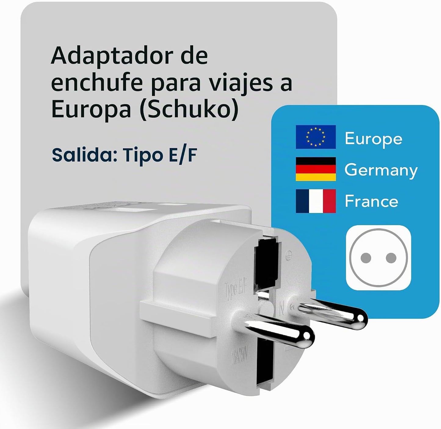 Ceptics Combo de adaptadores de enchufe europeos - Tipo C, E\/F - U...
