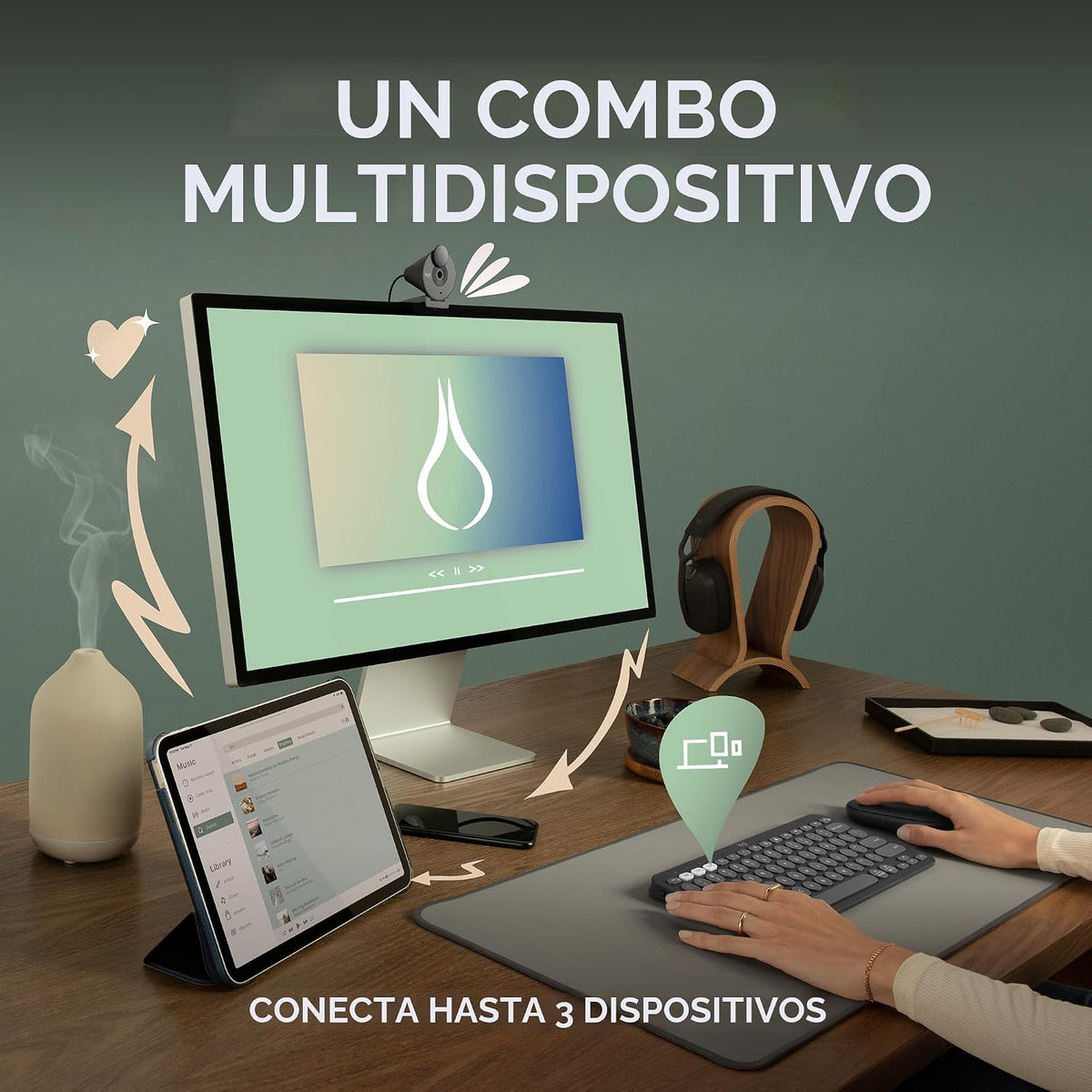 Logitech Pebble 2 Combo de teclado y mouse inalámbricos silenciosos...