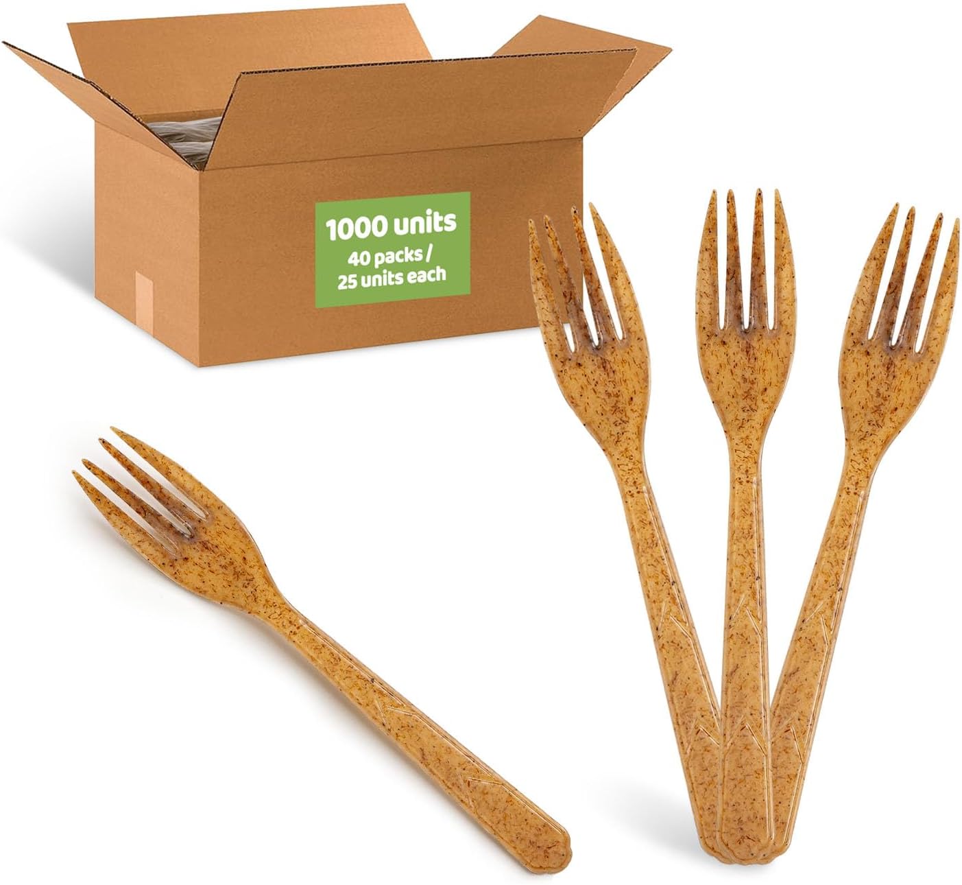 EMPACK USA - Tenedores de fibra vegetal, estuche maestro, 1000 unid...