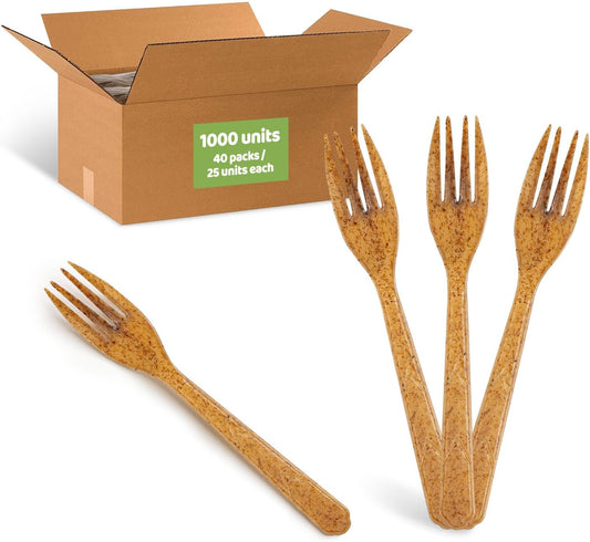 EMPACK USA - Tenedores de fibra vegetal, estuche maestro, 1000 unid...