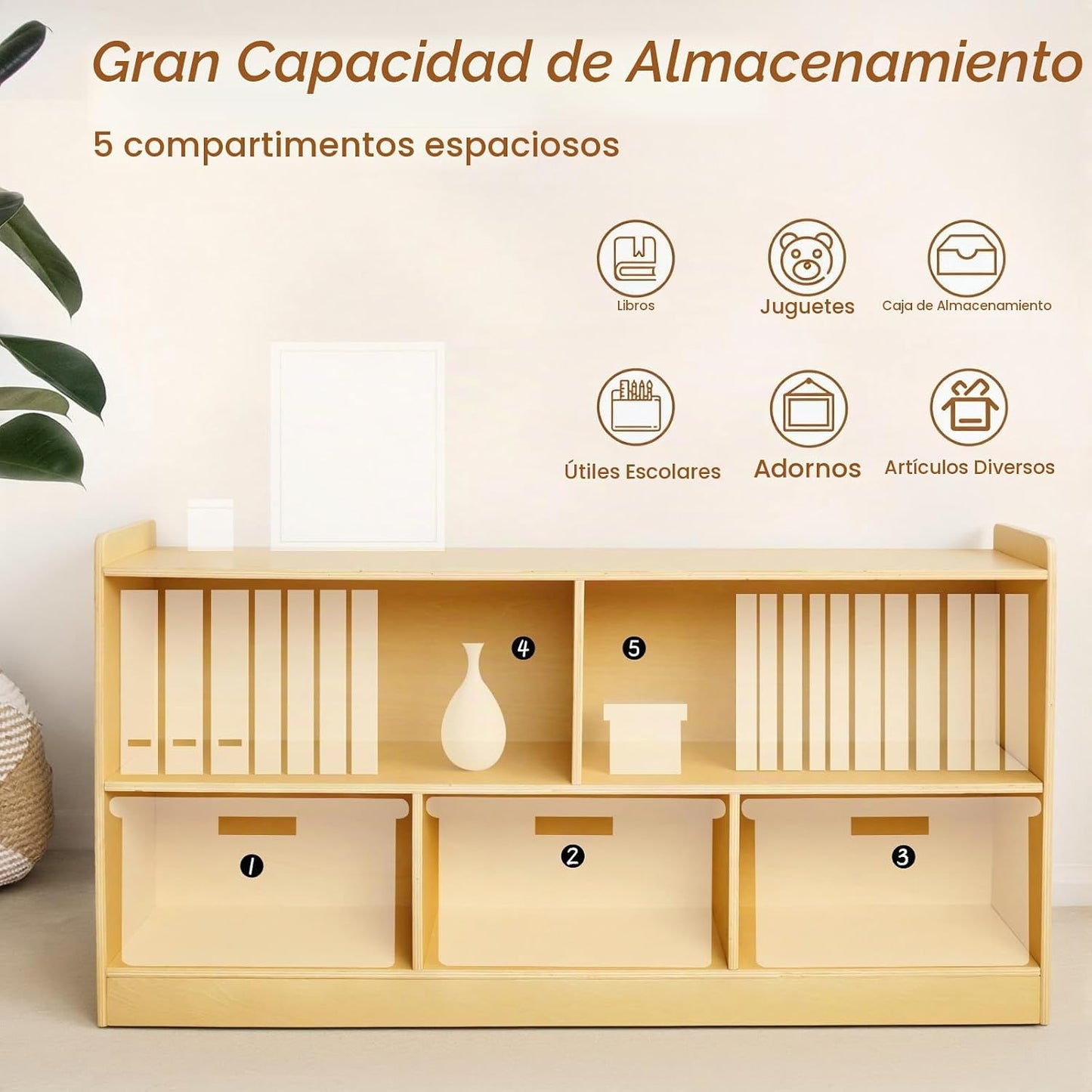 PTINFLUCE Estante Montessori, organizador de almacenamiento de jugu...