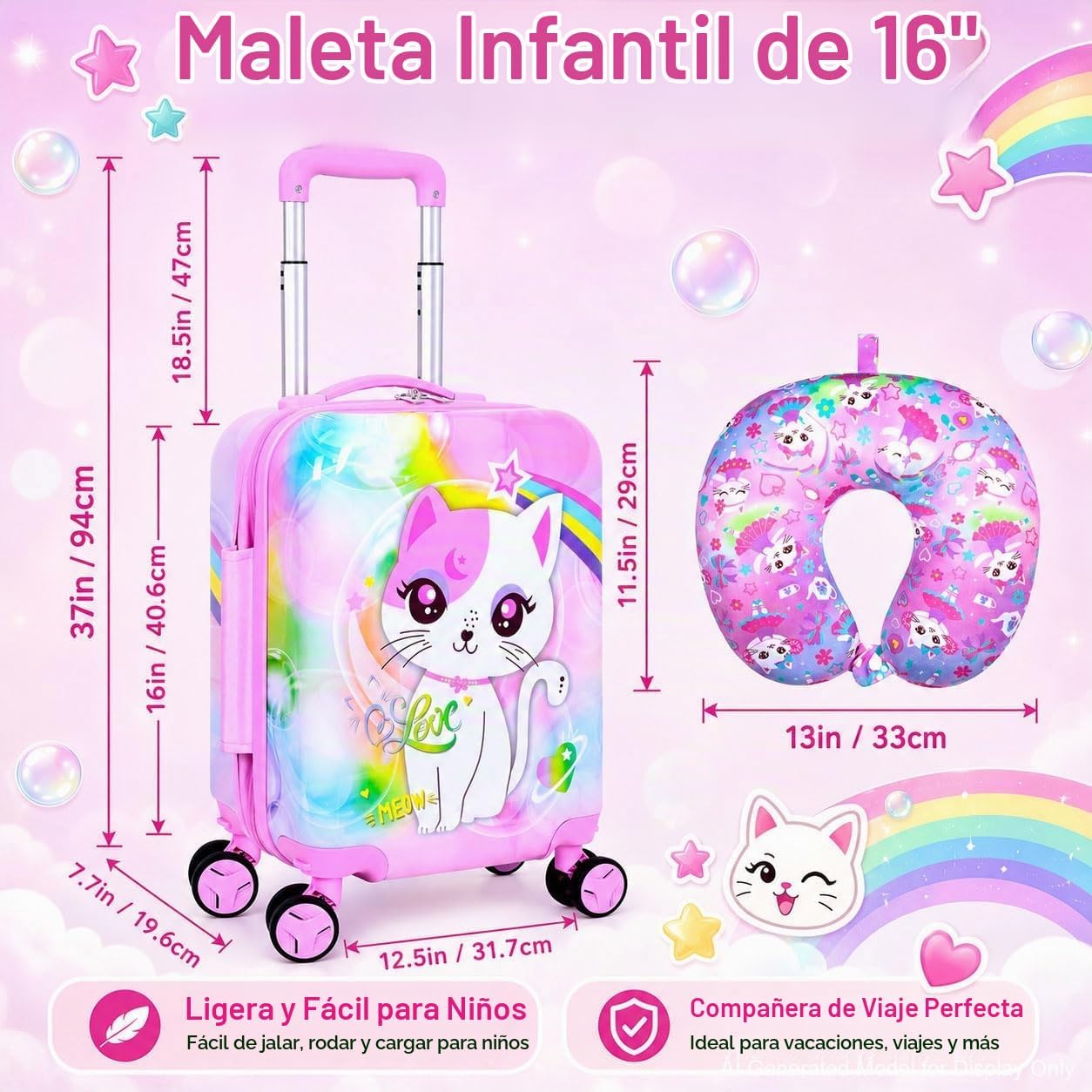 Juego de equipaje de mano ligero para niños, 2 piezas con ruedas, m...