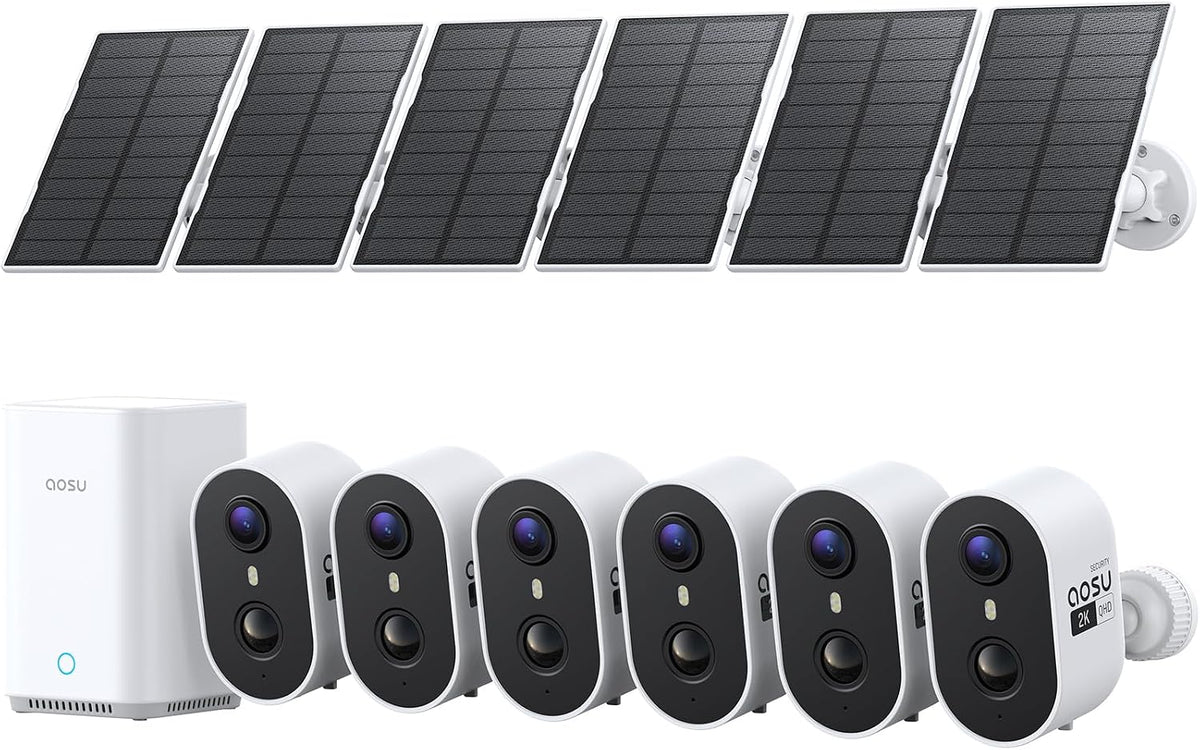 aosu Cámaras de seguridad solares inalámbricas para exteriores, sis...