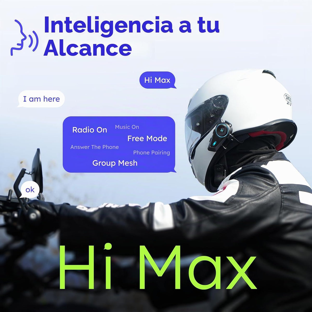 MAXRUNON Auriculares Bluetooth para motocicleta D10 con control de...