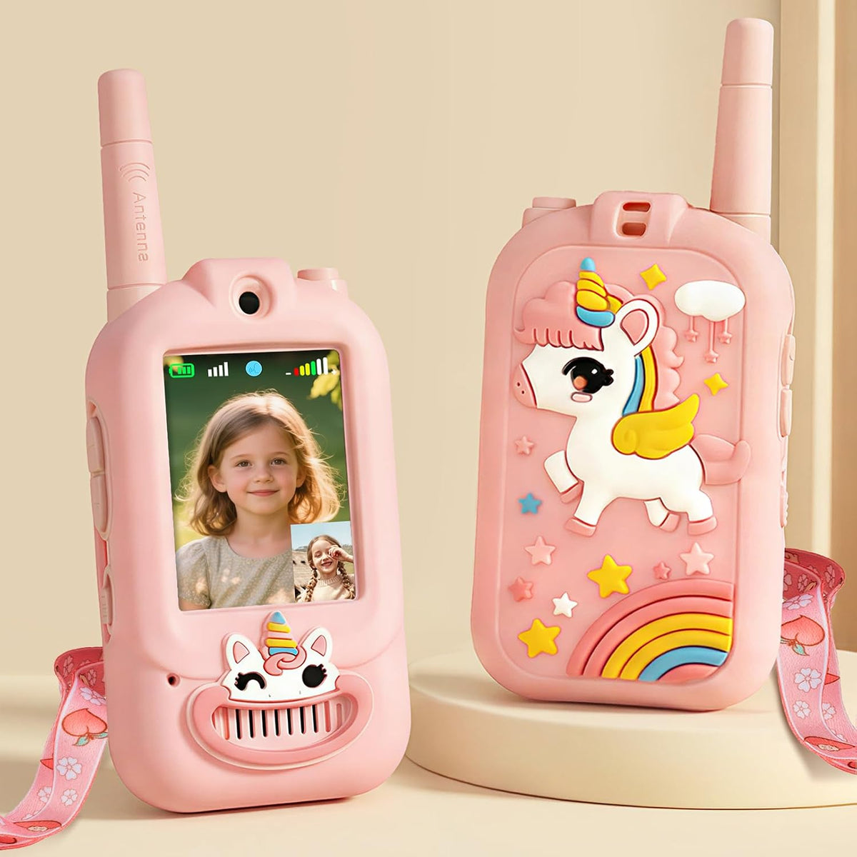 Walkie Talkies de video para niños, paquete de 2 recargables con pa...