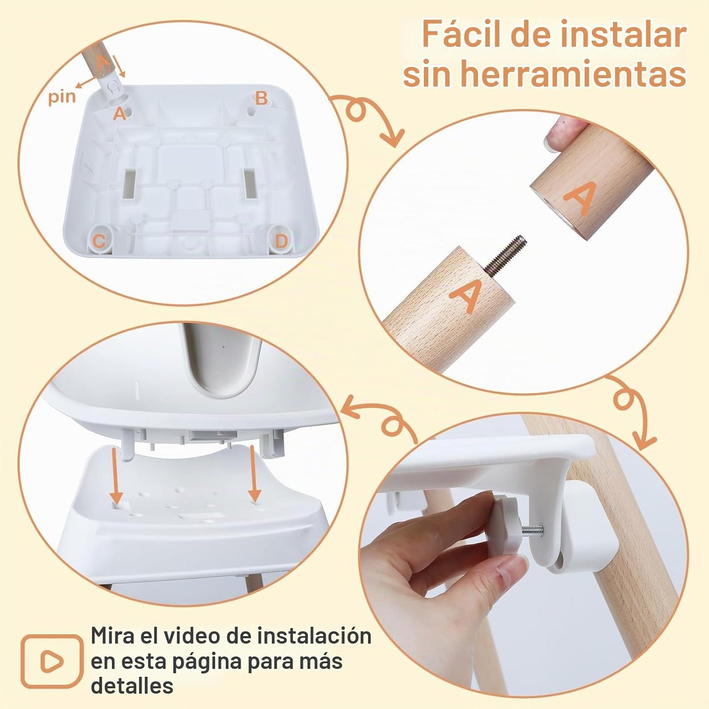 Silla alta convertible 9 en 1 con asiento elevador, trona de madera...