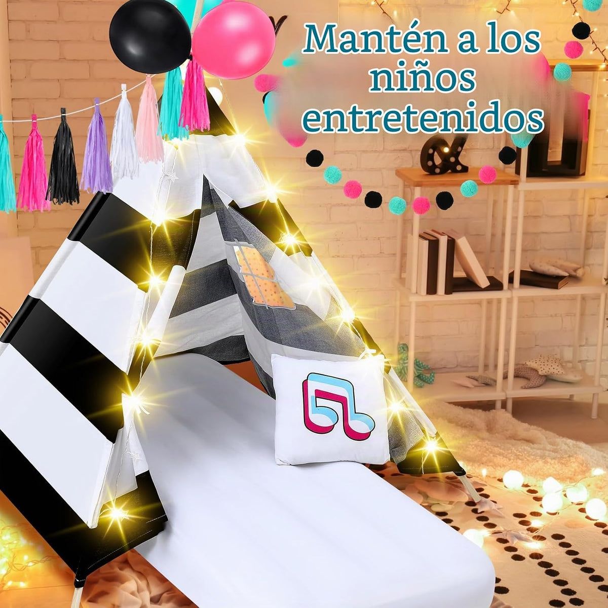 Windyun Paquete de 4 tiendas de campaña tipo tipi para fiestas de p...