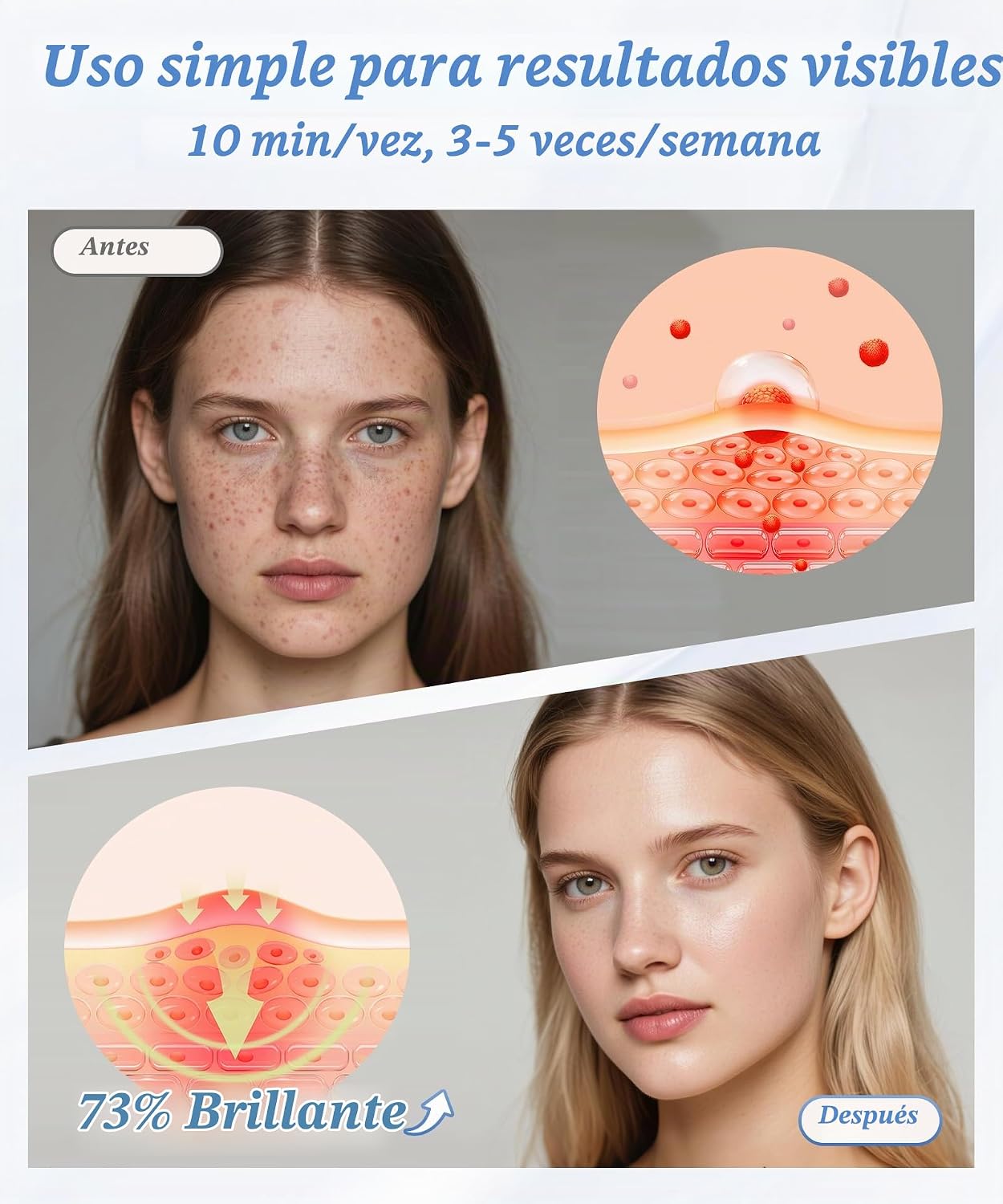 Terapia de luz roja para cara, máscara de terapia de luz para reafi...