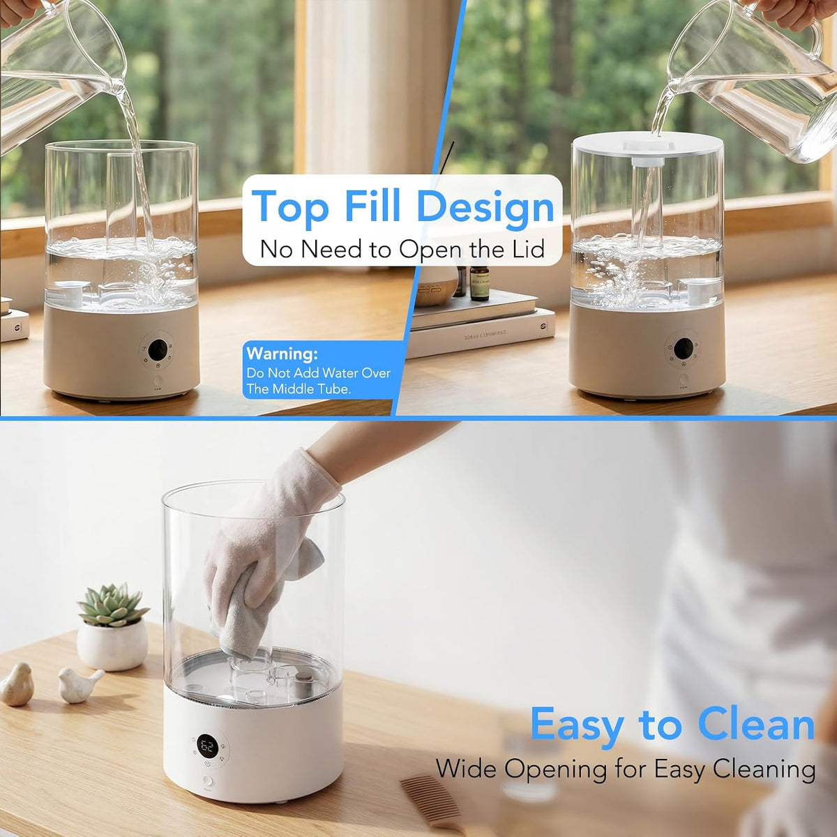 Electactic Humidificador de llenado superior de 4L para dormitorio,...