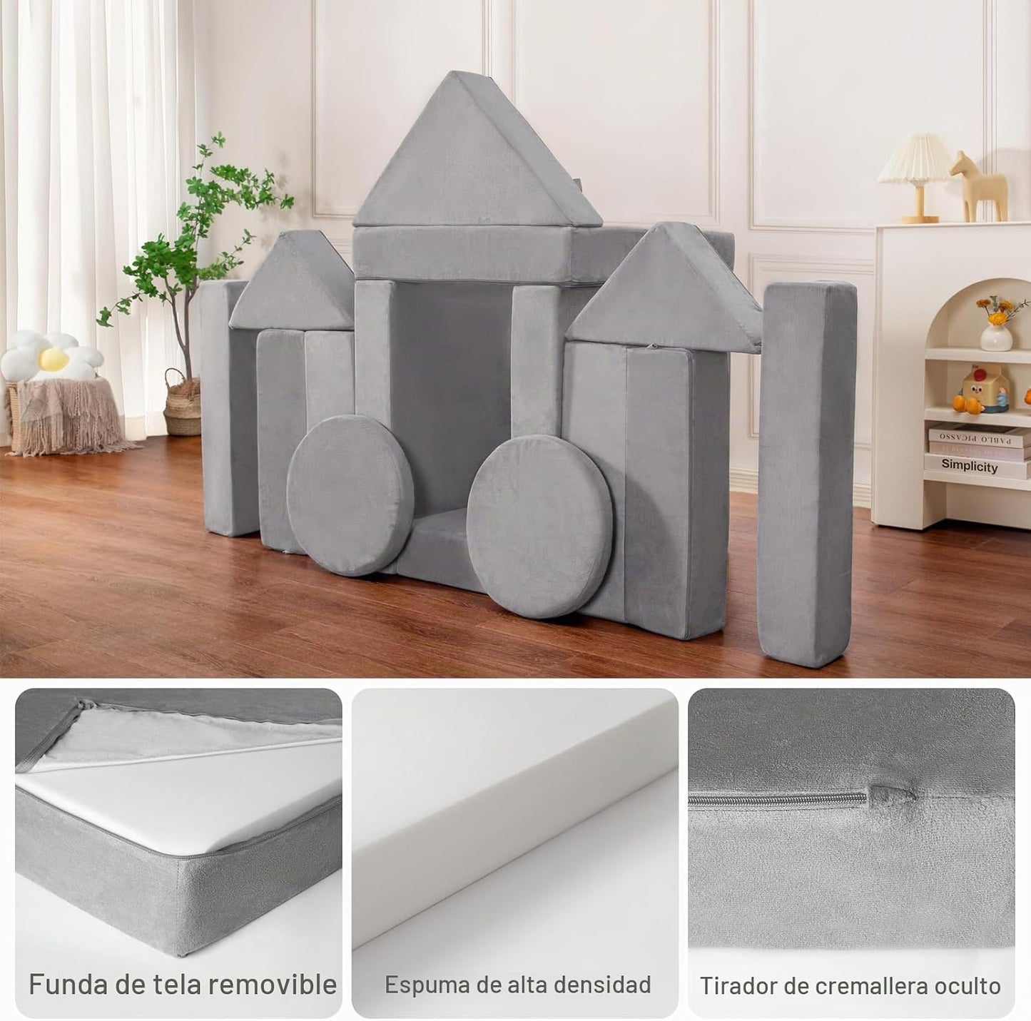 snow mini Sofá modular de juego para niños, 15 piezas, juego de sof...