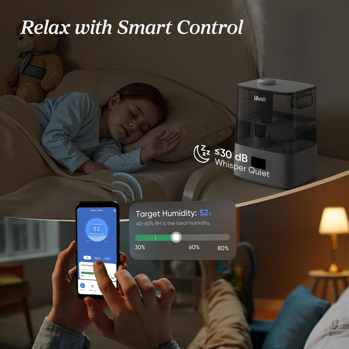 Levoit Humidificadores para dormitorio, habitación grande, 6L, 60 h...