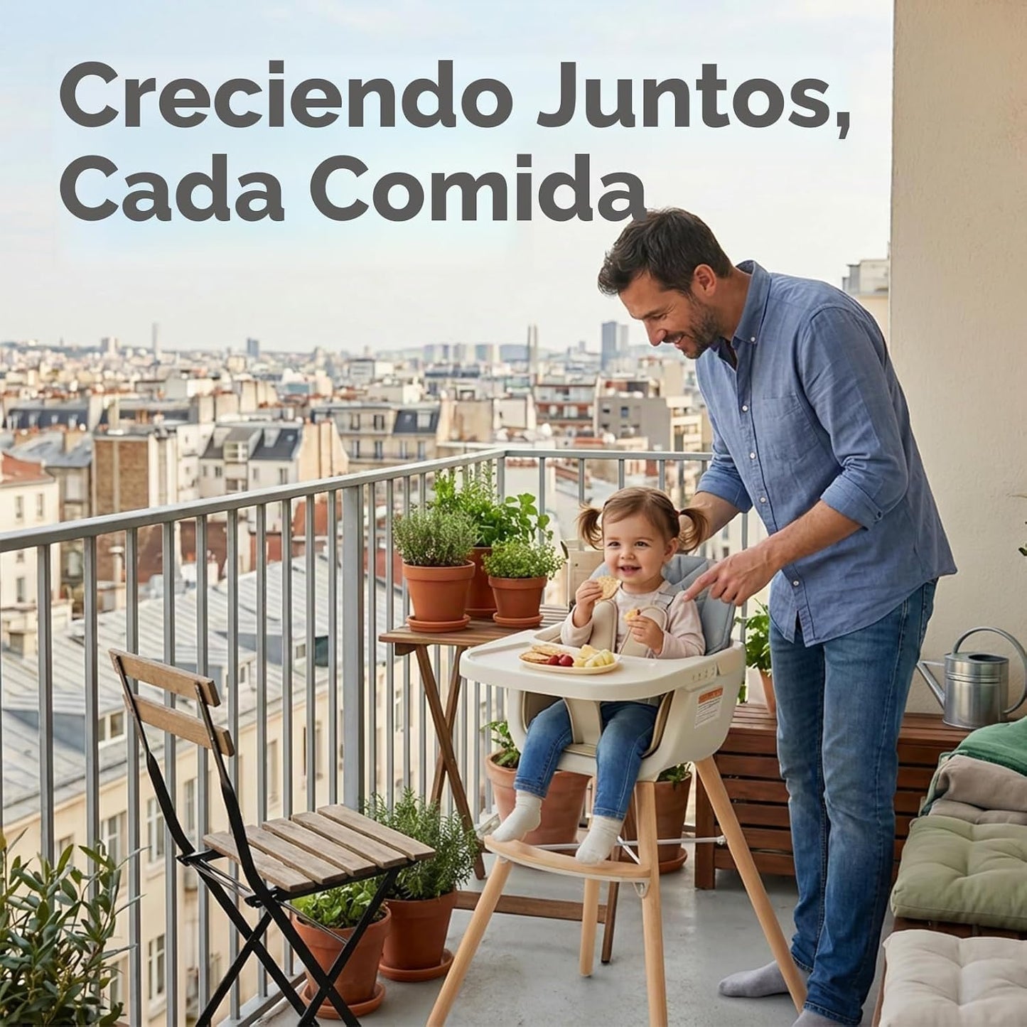 Mallify Silla alta de madera 3 en 1, sillas altas convertibles para...