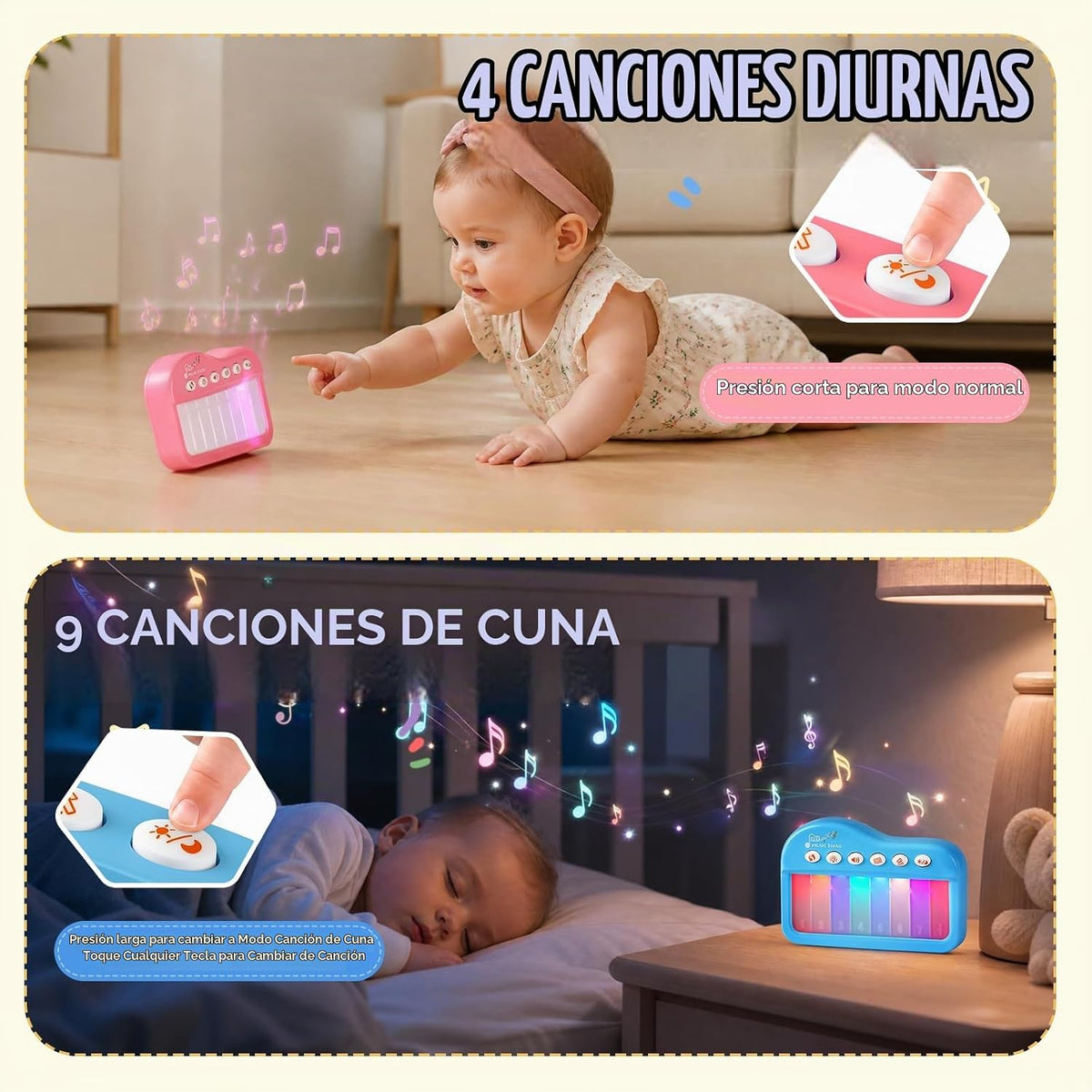 Piano de bebé Touch-Play, piano musical iluminado de juguete de reg...