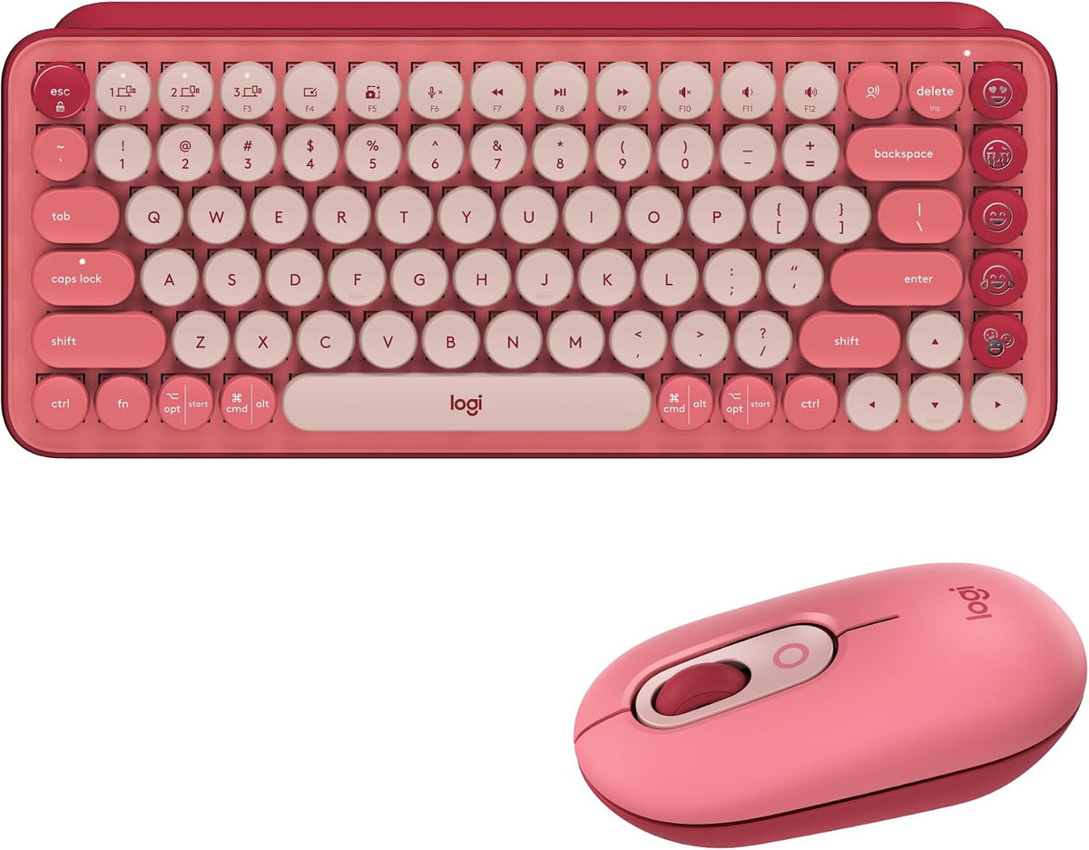 Logitech POP Conjunto de teclado mecánico y mouse inalámbrico, emoj...