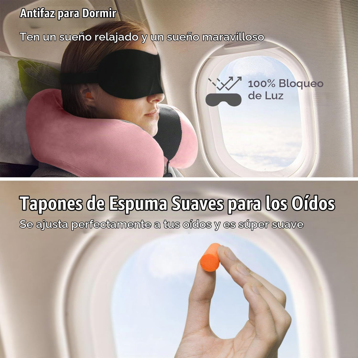 Almohada de viaje, almohada de cuello de espuma viscoelástica para...