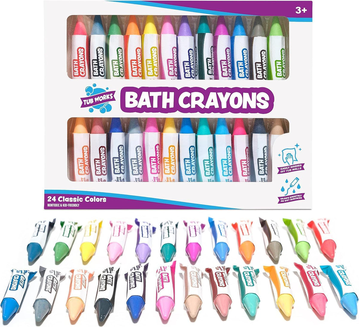Tub Works® Smooth™ - Crayones de baño de juguete de baño, paquete d...
