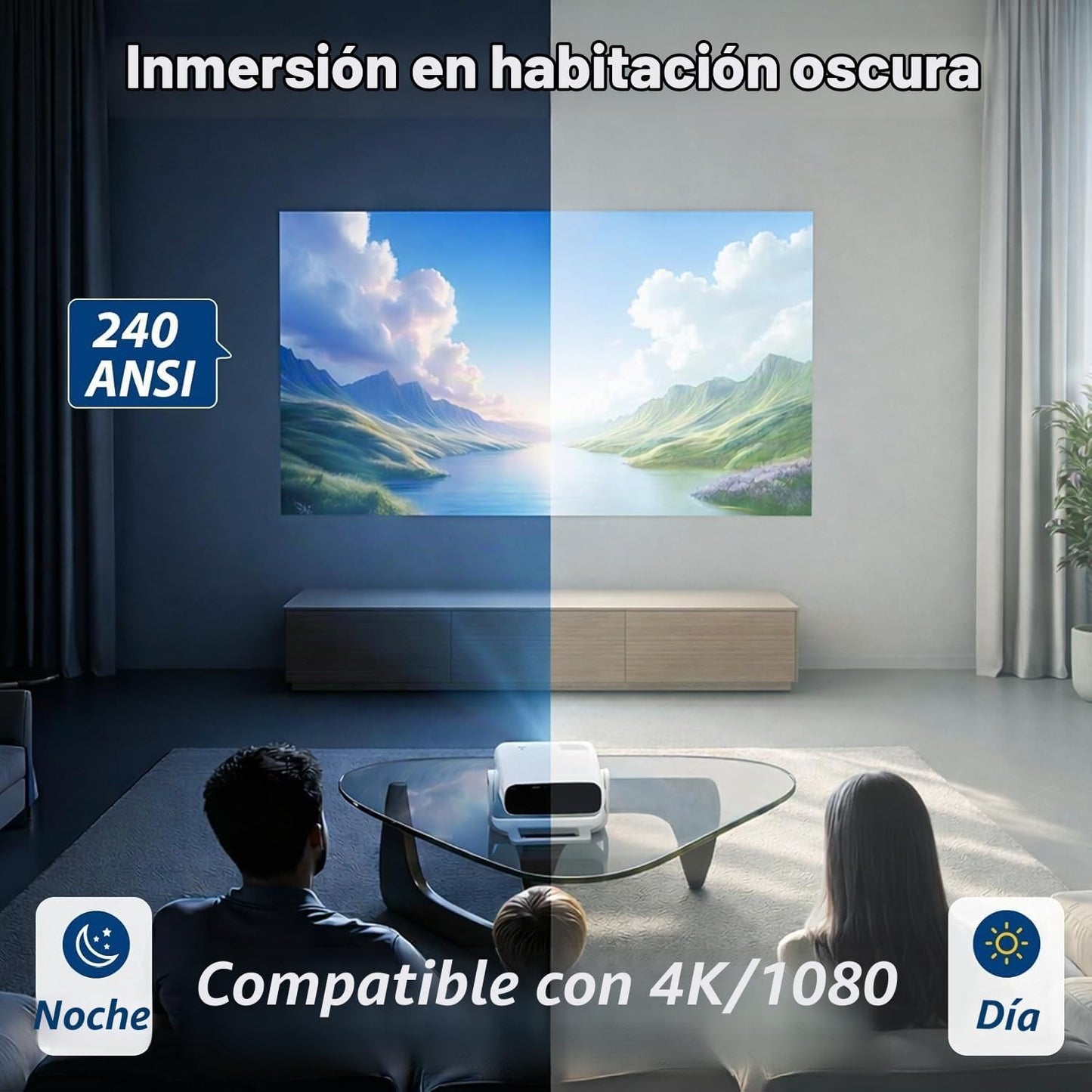 Wielio Proyector inteligente 2026 Android TV con WiFi 6 y Bluetooth...
