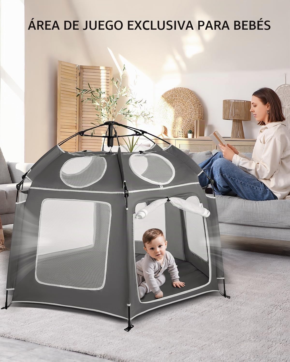 Patywaga 59 "Pop-Up Baby Playpen con toldo UV, tienda plegable...